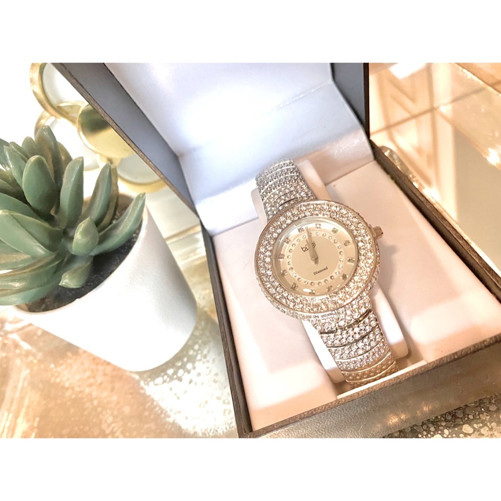 Burgi Diamond & Crystal Accented Bracelet Watch